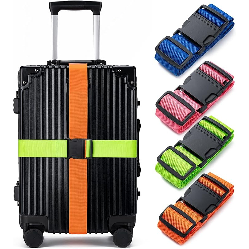 Travel Accessories Kit Bag - 4Luggage Strap Set, Luggage Securing Strap,